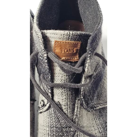 Toms Desert Gray Plaid Lace Up Ankle Wedge Heel Ankle Boots Size 9 - Picture 3 of 6
